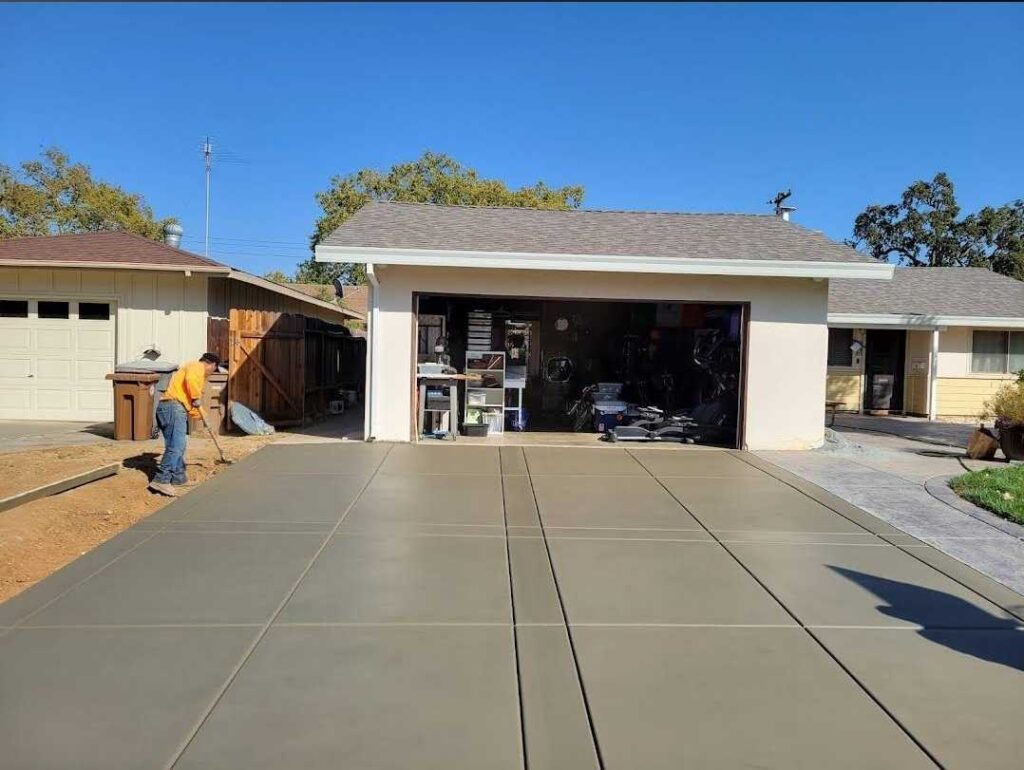 fresh concrete driveway in orange county